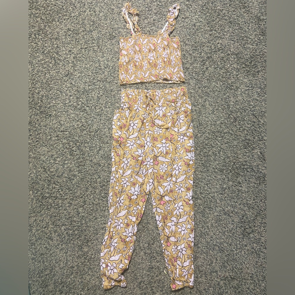 Floral Two-Piece Set in Yellow and White